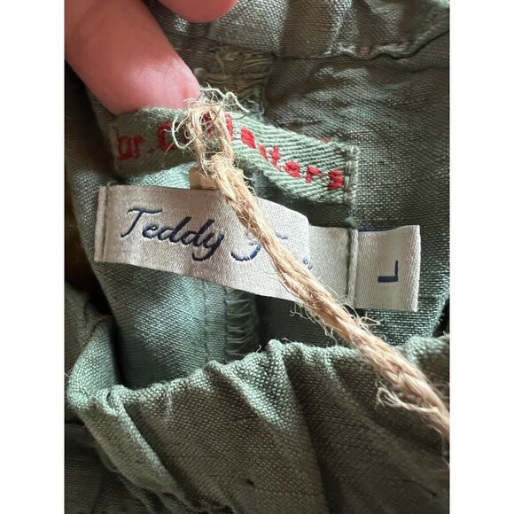 NWT Dr. Collectors P73 flare pleated wild silk and hemp green pants L California - Picture 3 of 12